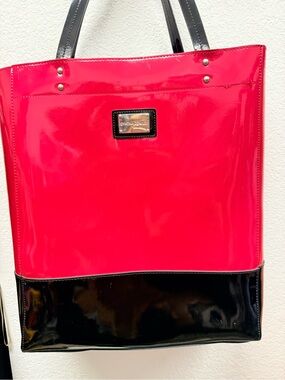 Patent Two-Tone Red and pink Tote Bag Cynthia Rowley